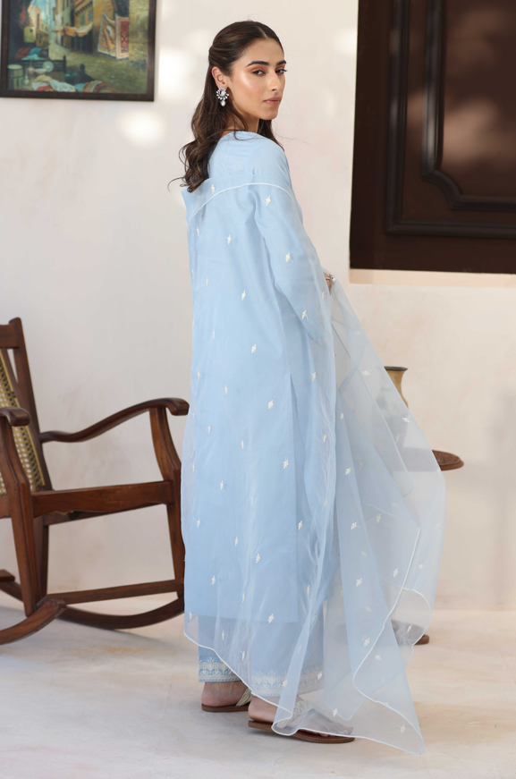 Light Blue Organza Dupatta