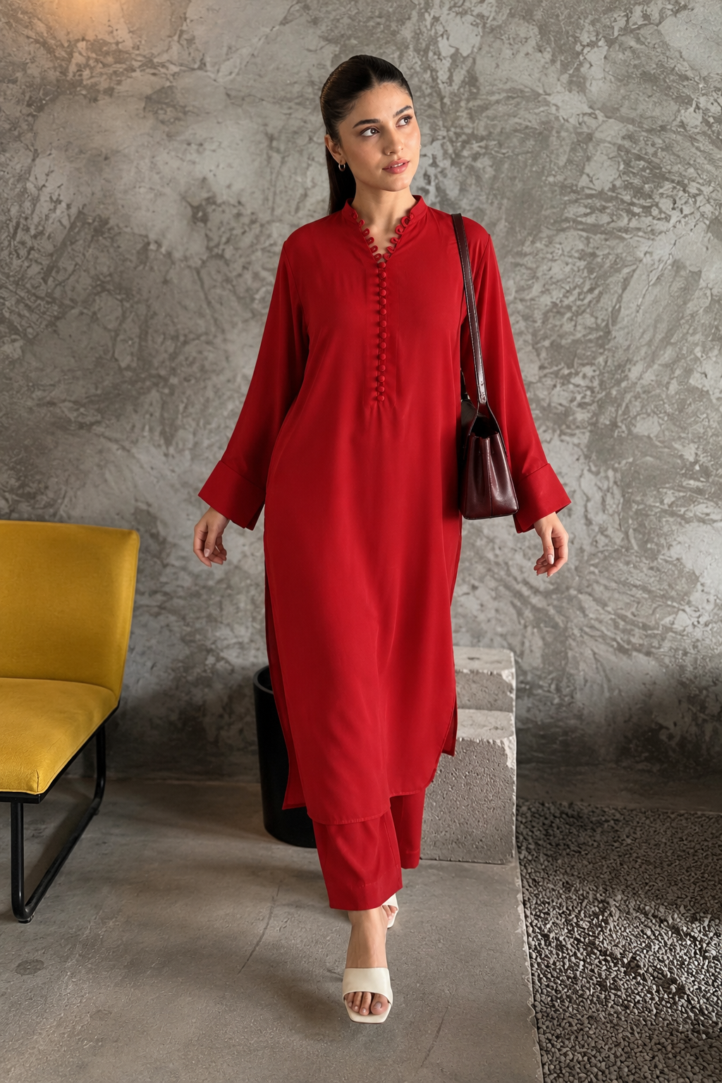 Red Lightweight Georgette Set