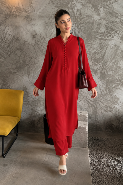 Red Lightweight Georgette Set