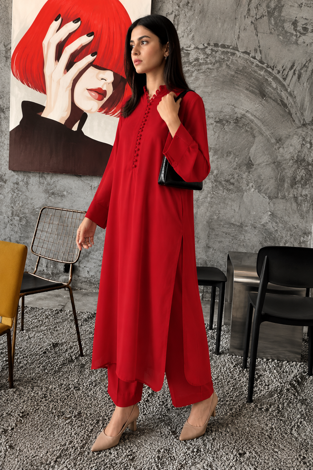 Red Lightweight Georgette Set