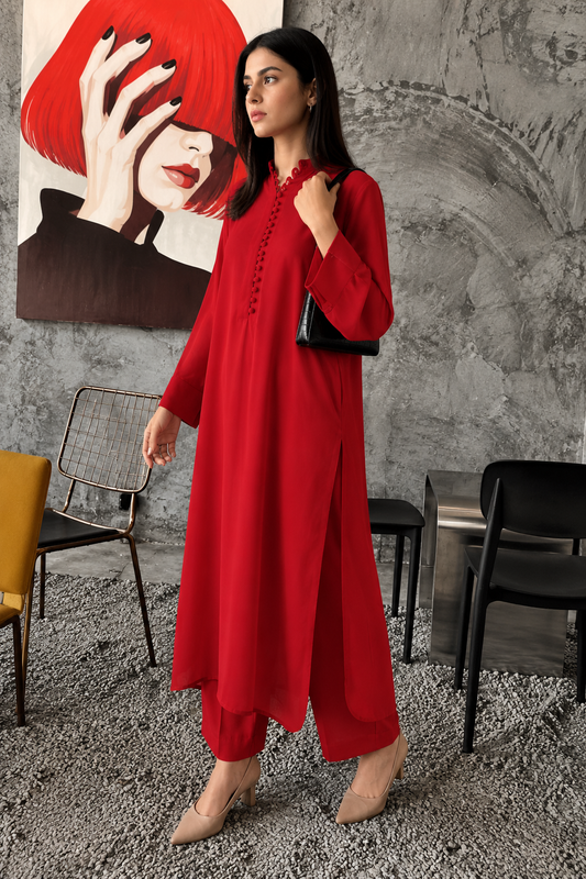 Red Lightweight Georgette Set