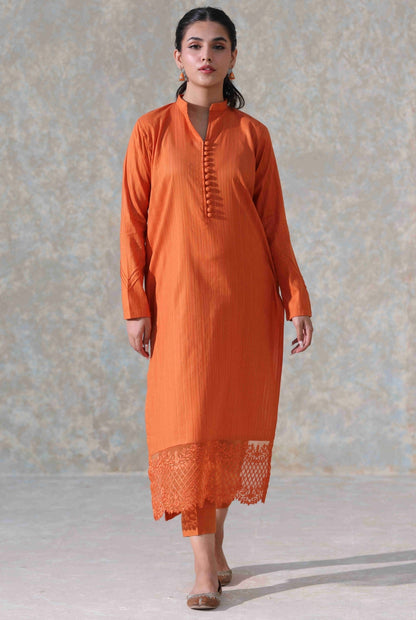 Embroidered 2-pc Suit - Rust