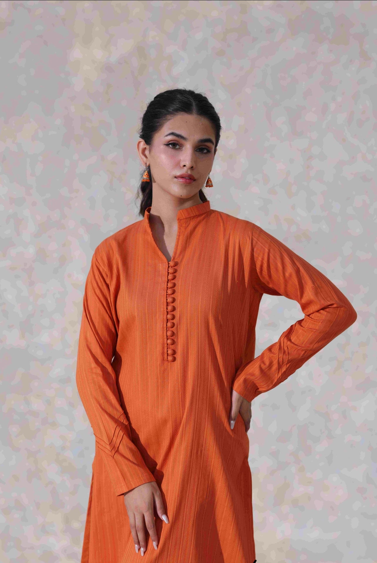 Embroidered 2-pc Suit - Rust