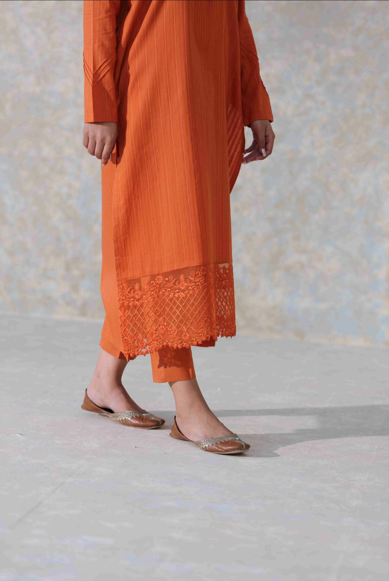 Embroidered 2-pc Suit - Rust