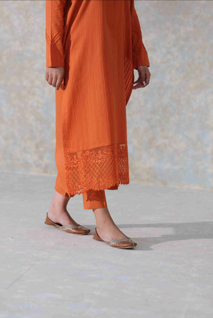 Embroidered 2-pc Suit - Rust