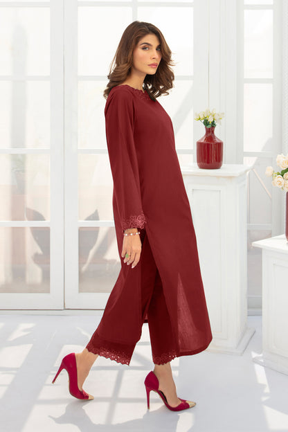 Embroidered 2pc suit - Maroon