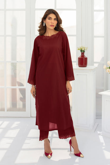 Embroidered 2pc suit - Maroon